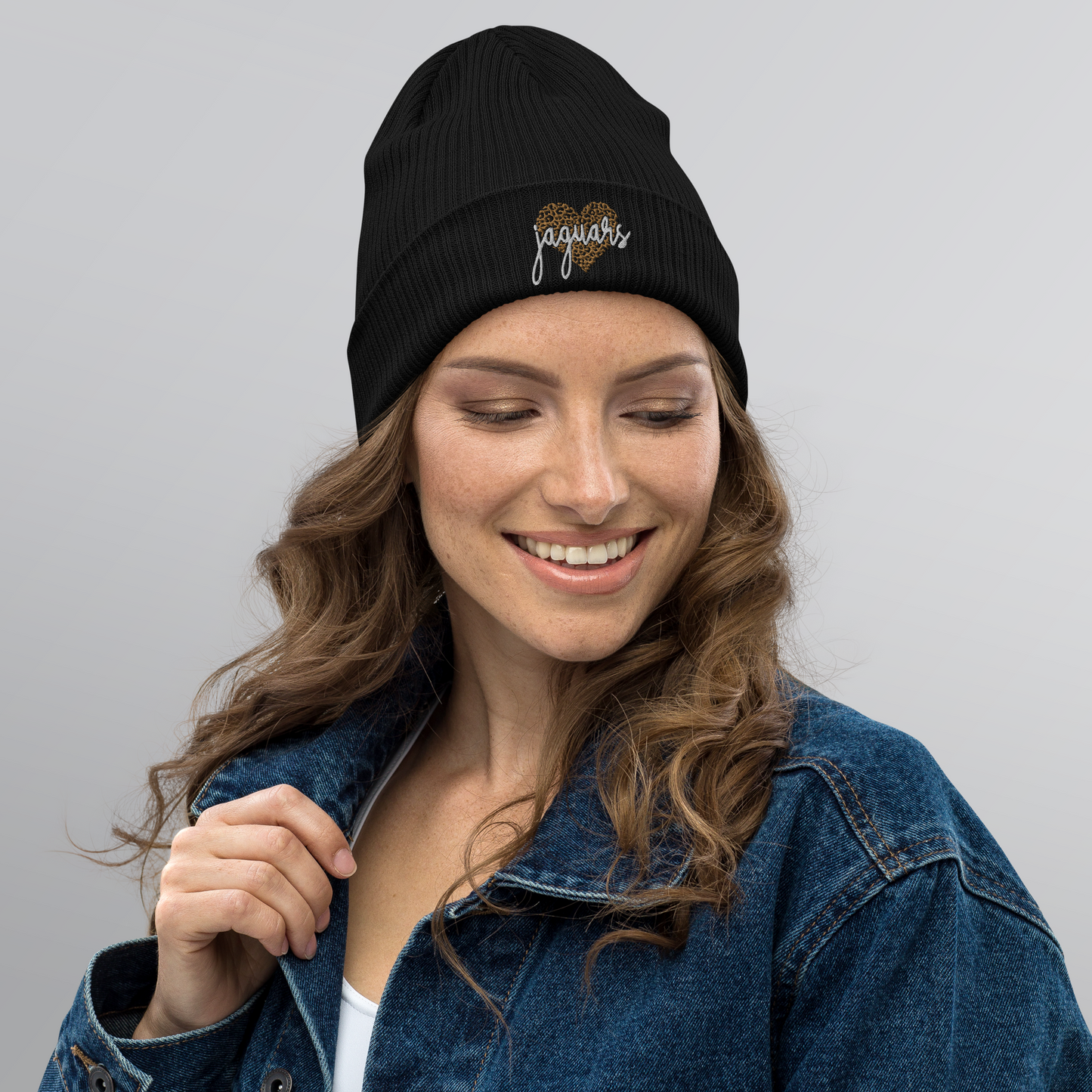 "Jaguar Heart" Organic ribbed beanie