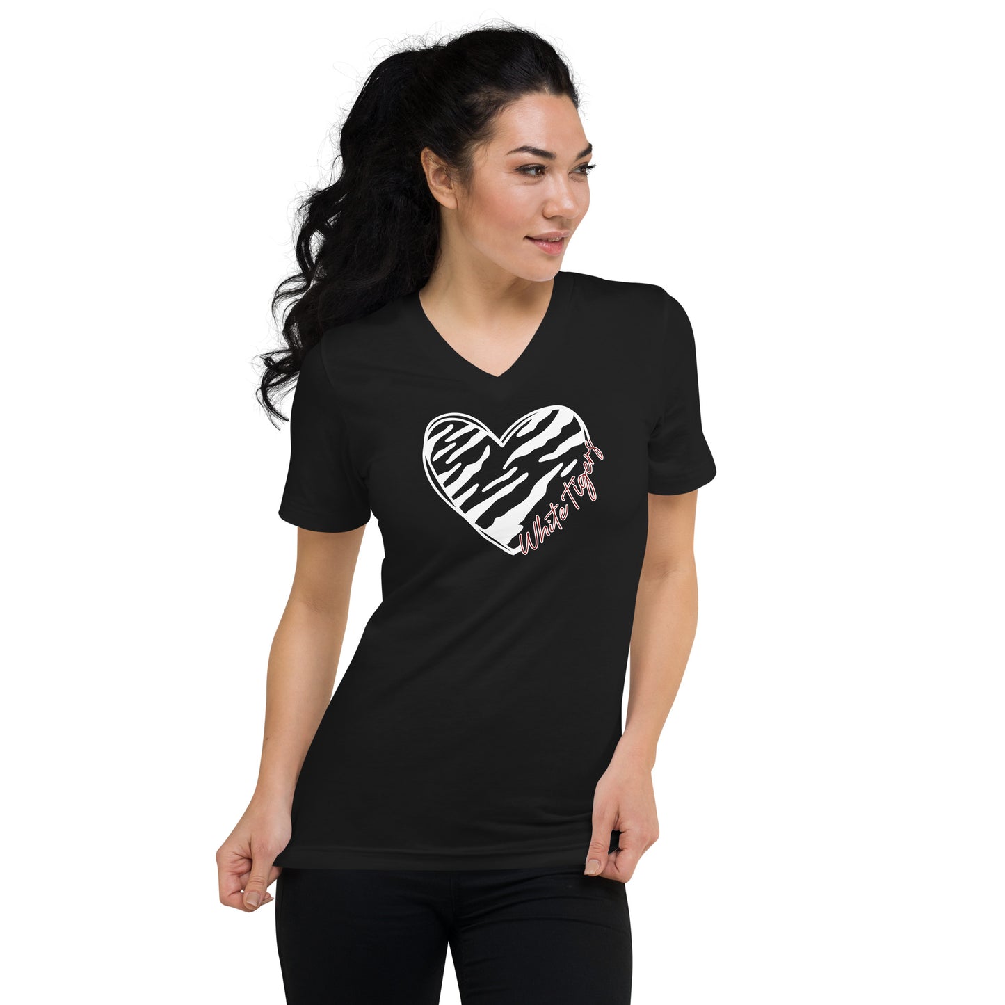 "White Tigers" Unisex Short Sleeve V-Neck T-Shirt