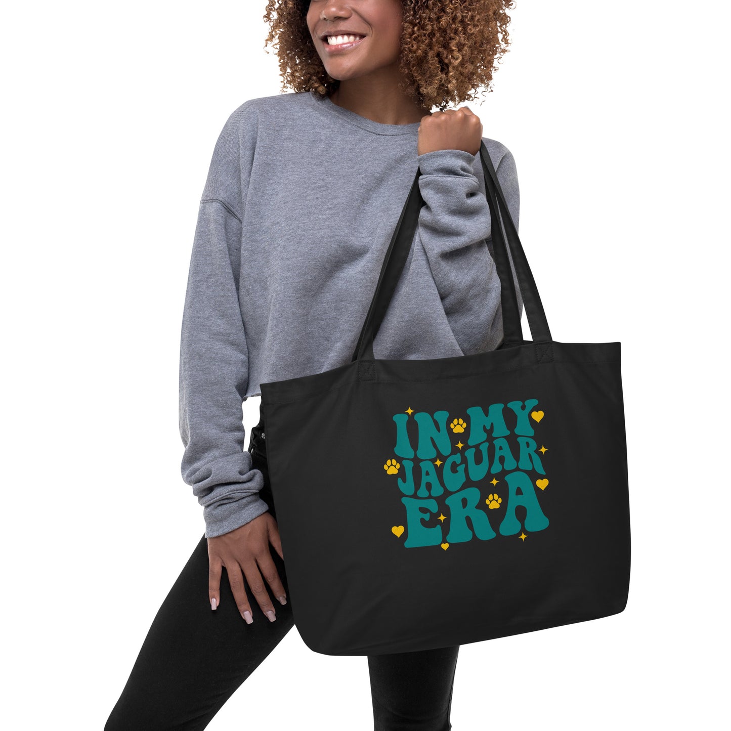 "In My Jaguar Era" Large organic tote bag