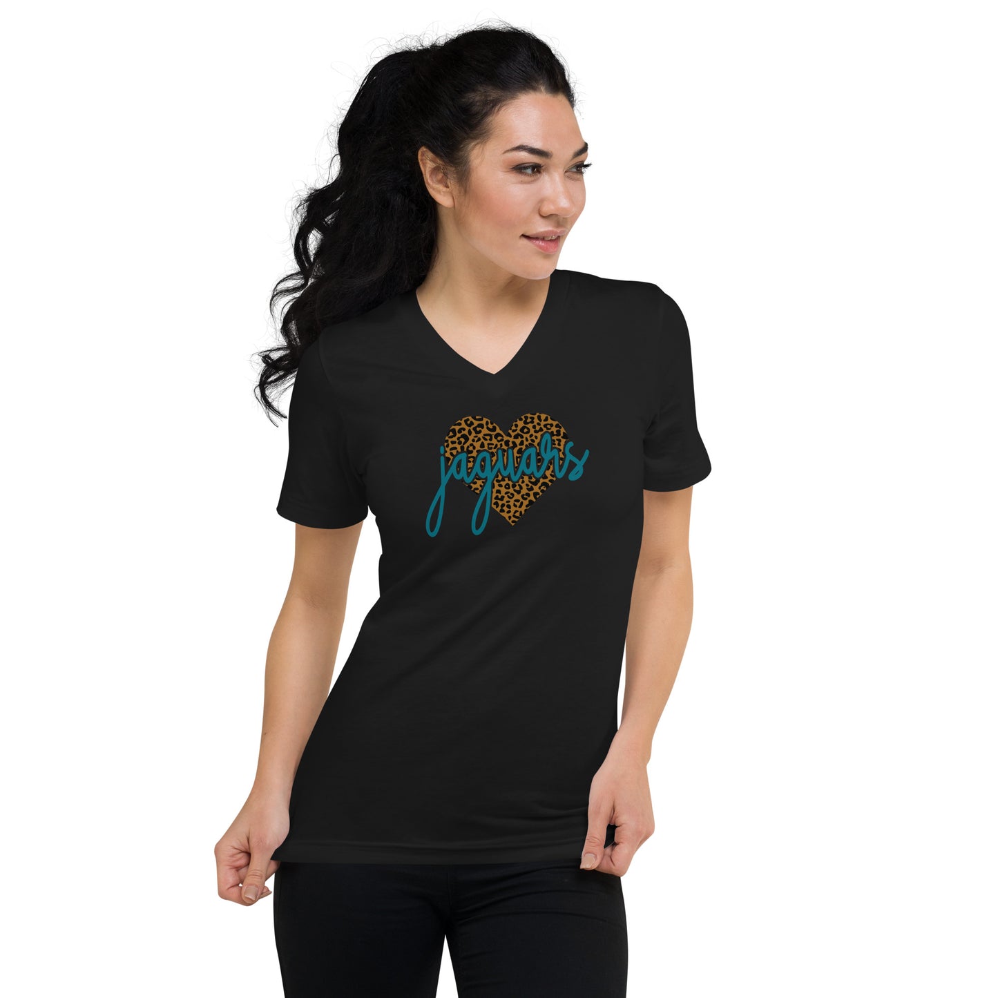 "Jaguar Heart" Unisex Short Sleeve V-Neck T-Shirt