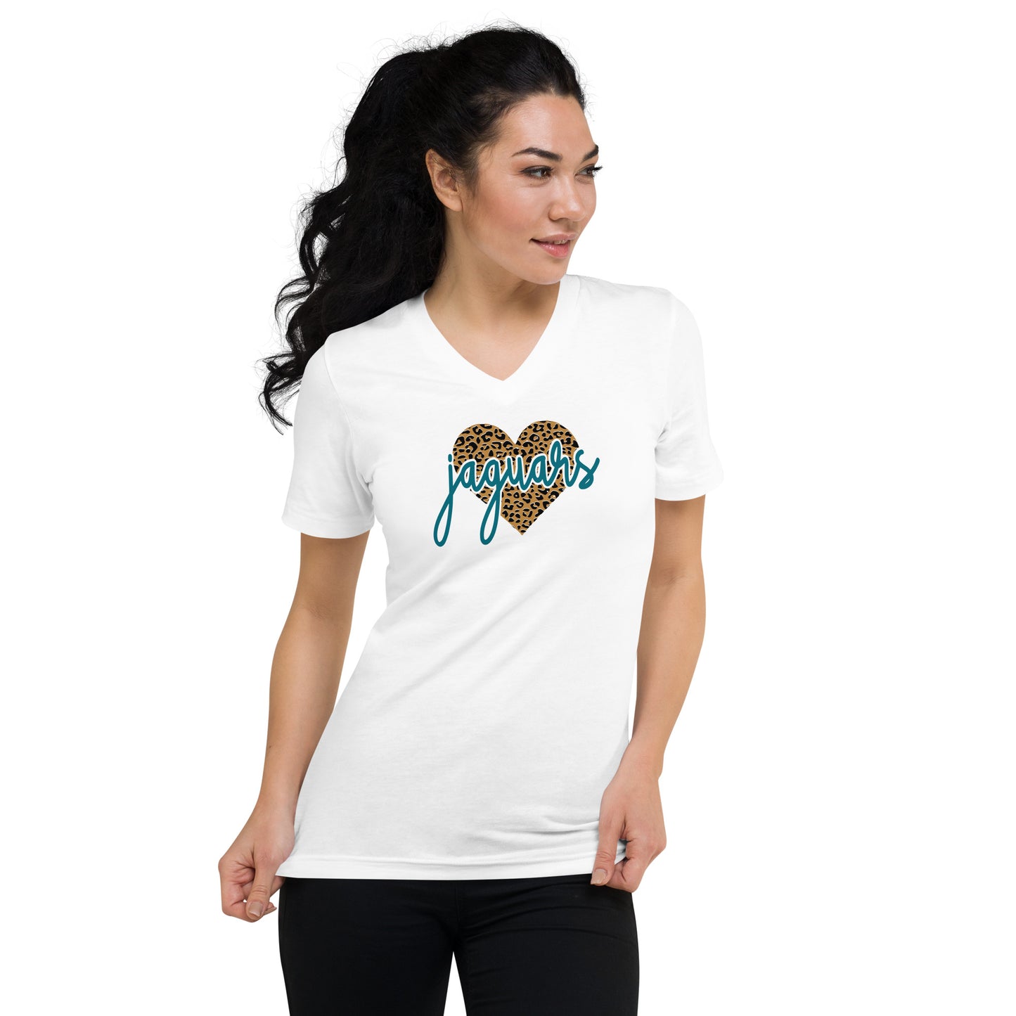 "Jaguar Heart" Unisex Short Sleeve V-Neck T-Shirt